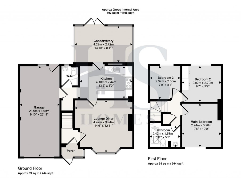 Floorplans For Perryfields Crescent, Bromsgrove