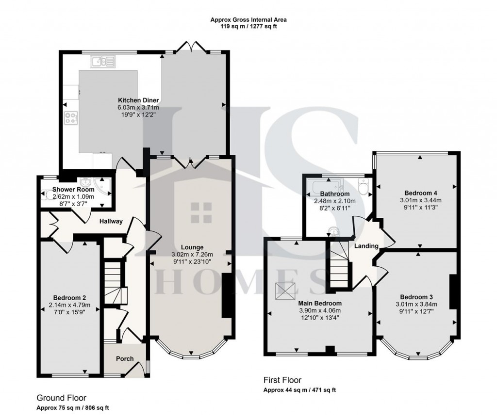 Floorplans For Warmington Road, Sheldon, Birmingham